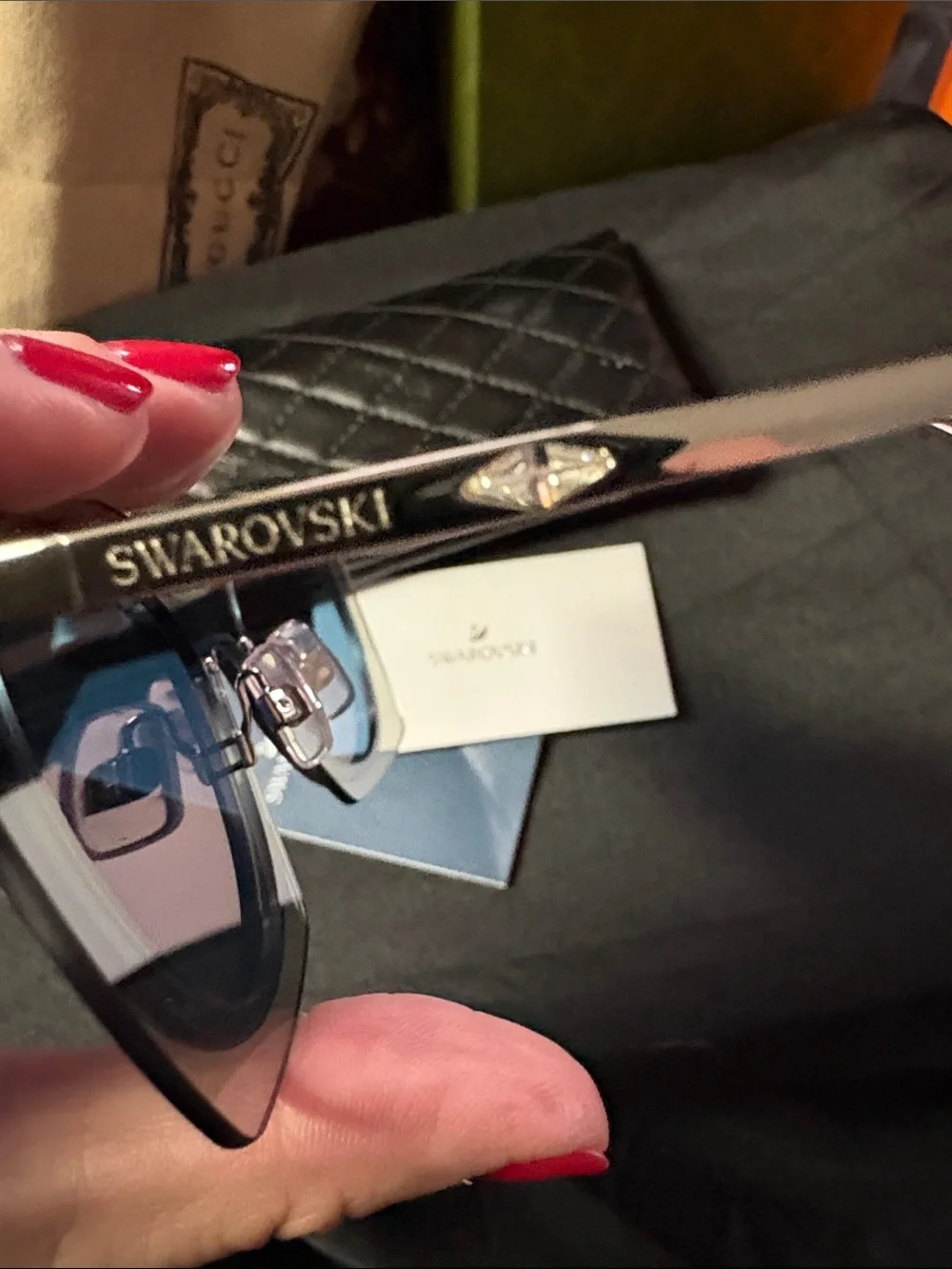 NWOB Swarovski Cat Eye Sunglasses SK201 - Silver Blue
